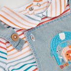 Completo salopette e t-shirt mezza manica neonata elefanti