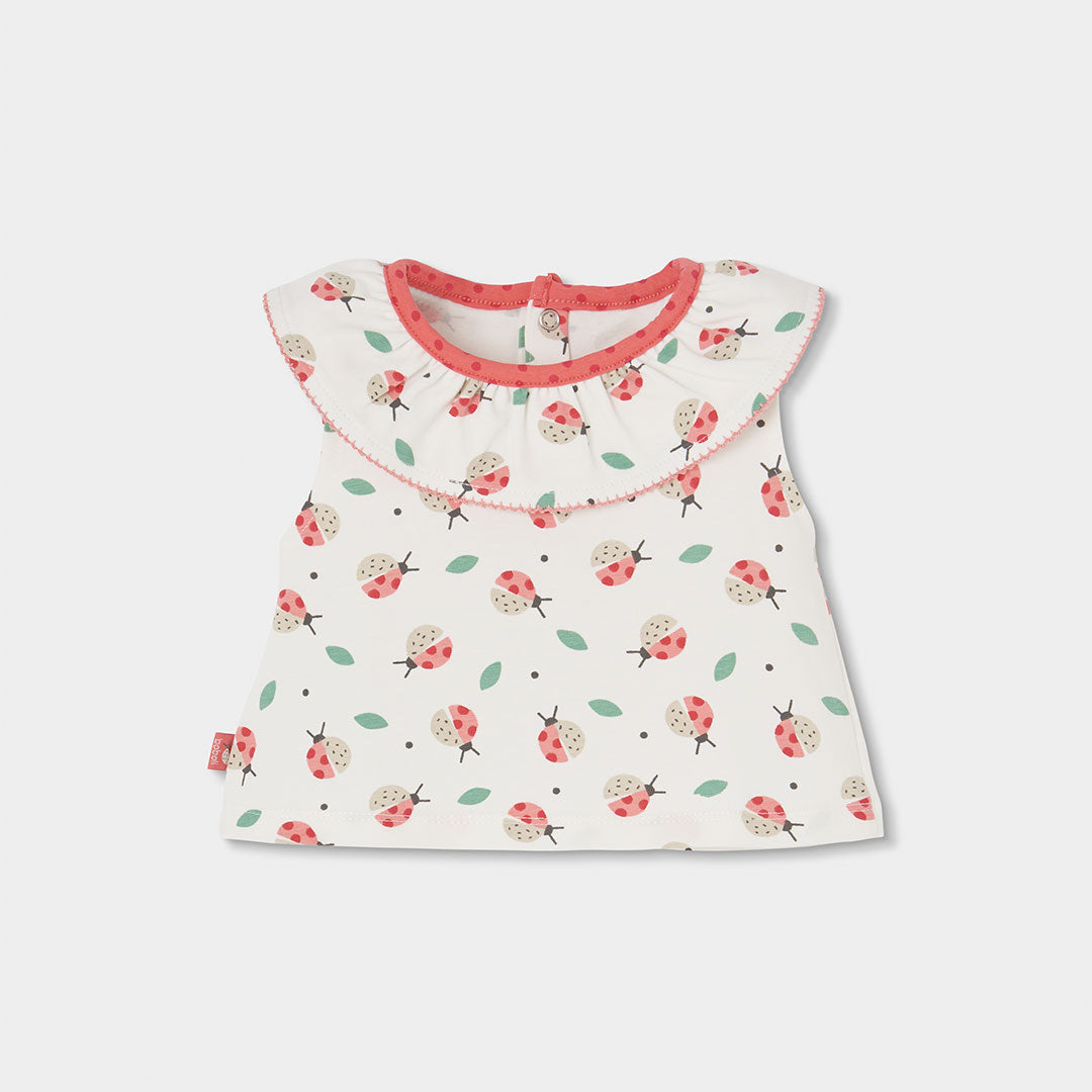 Completo neonata t-shirt giromanica con colletto e culotte