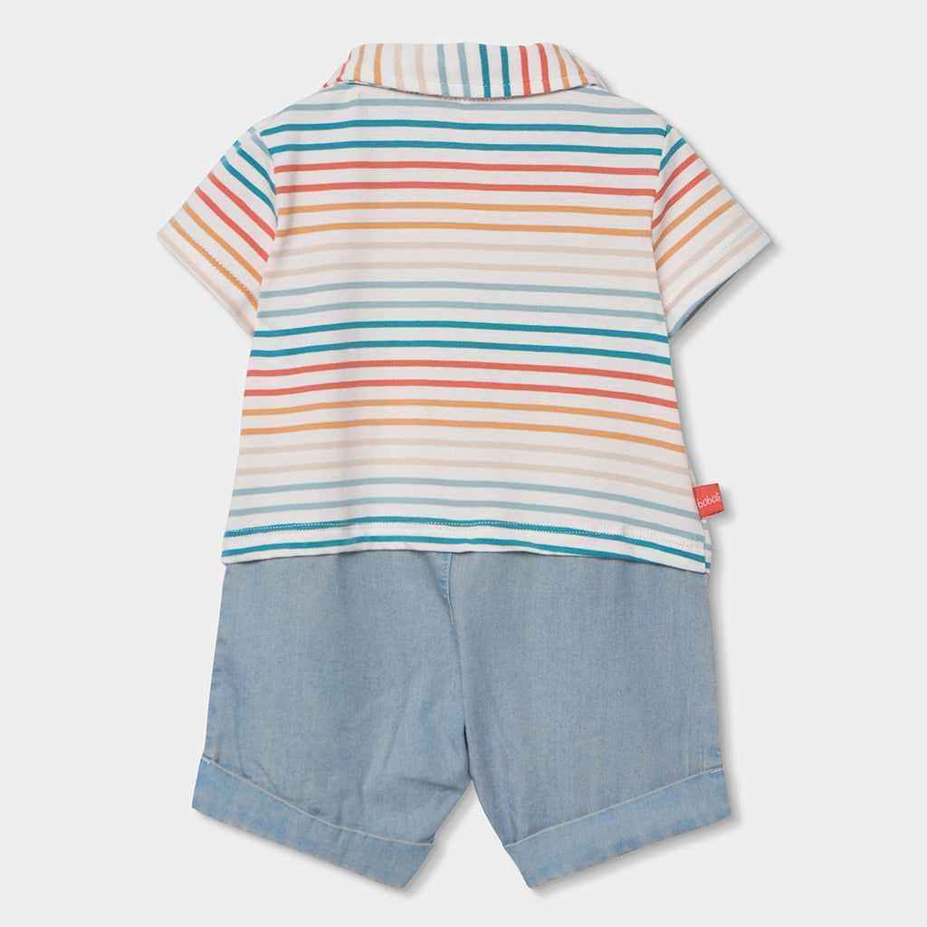 Completo polo mezza manica mille righe short neonato