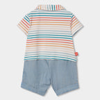 Completo polo mezza manica mille righe short neonato