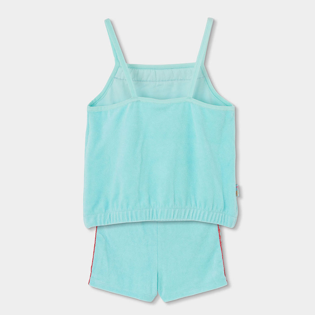 Completo bambina canotta e short turchese spugna