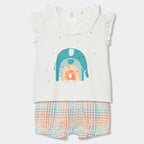 Completo neonata t-shirt giromanica e culotte a quadri