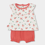 Completo neonata t-shirt giromanica con colletto e culotte