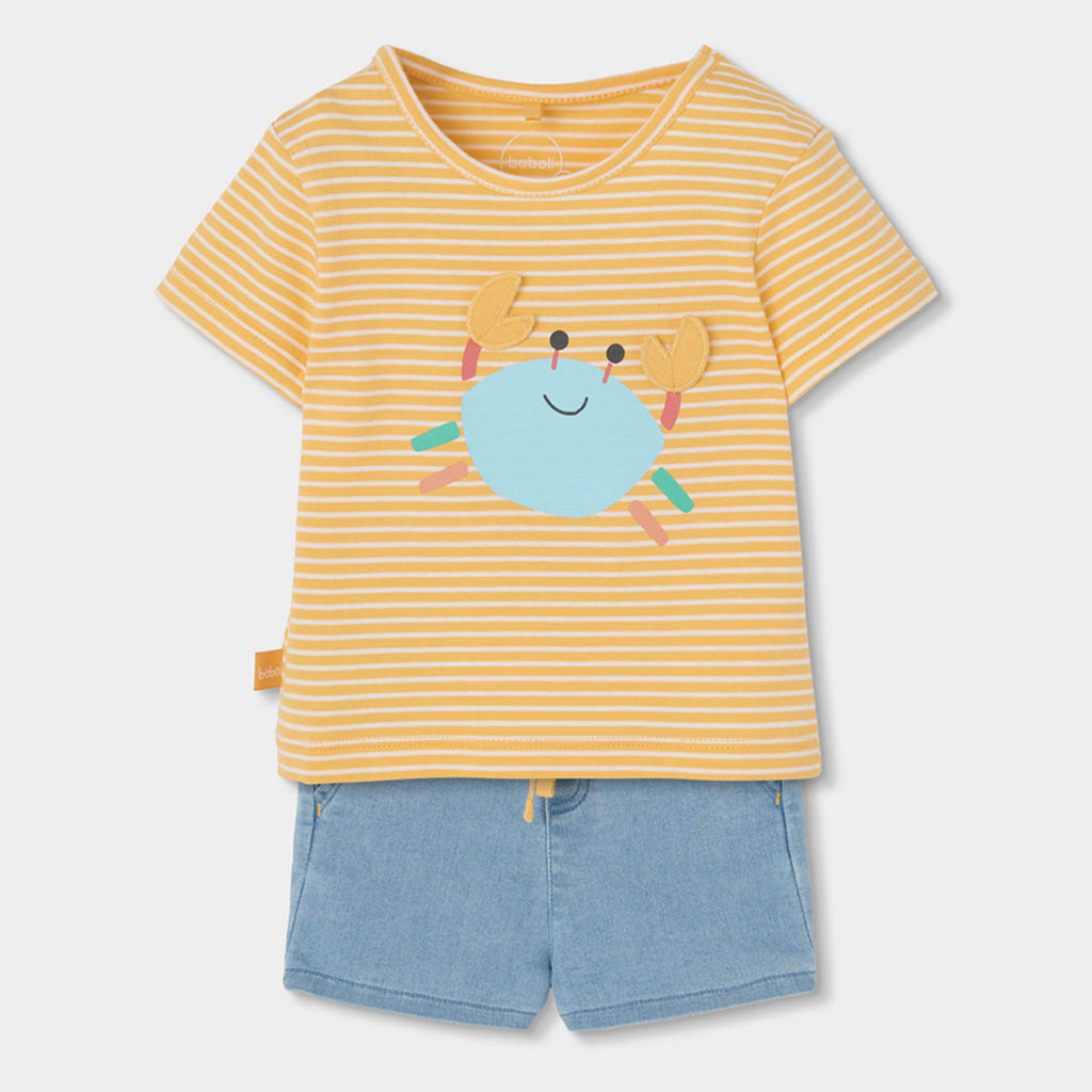 Completo neonato t-shirt mezza manica e short jeans