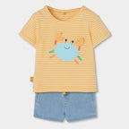Completo neonato t-shirt mezza manica e short jeans