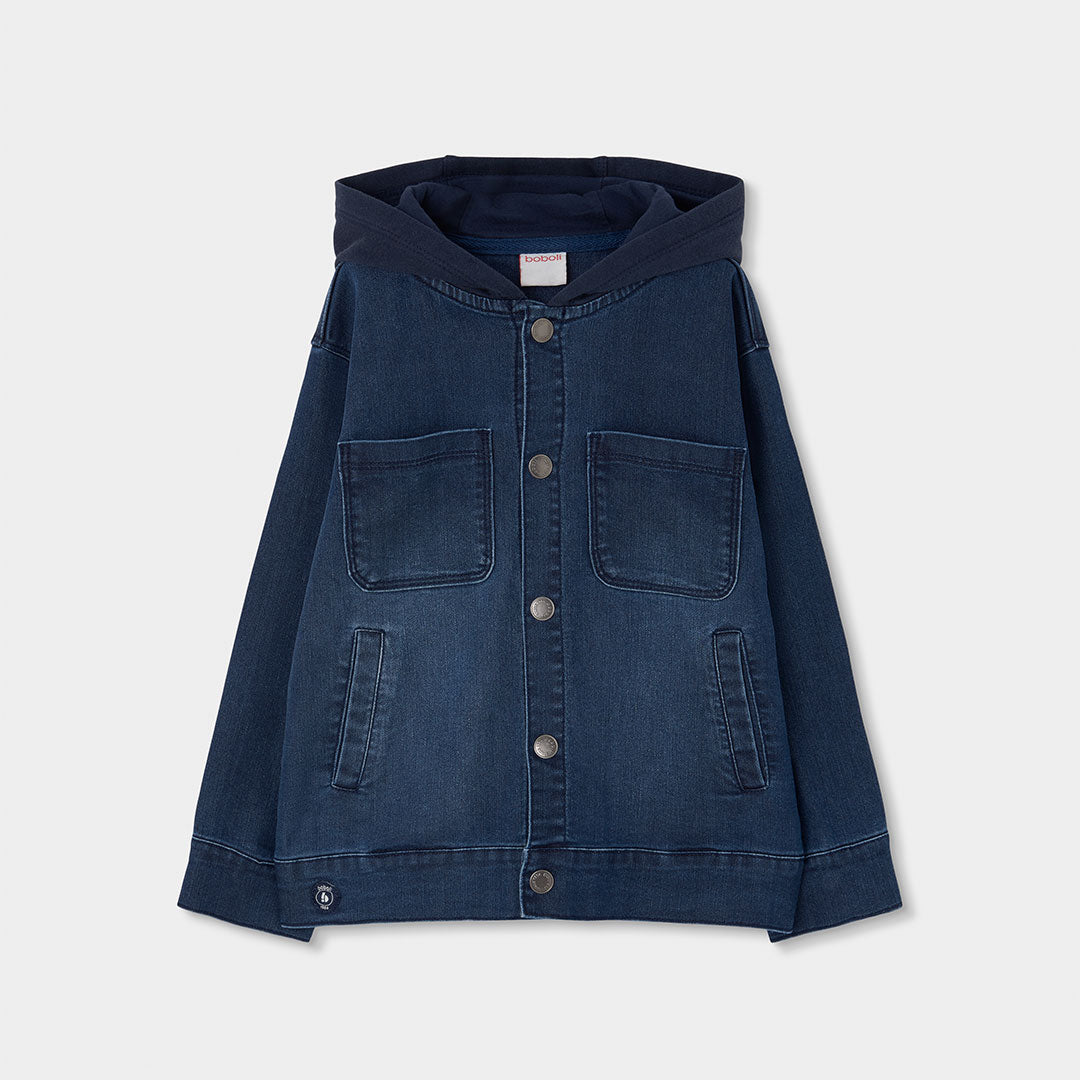 Giubbotto jeans cappuccio felpa