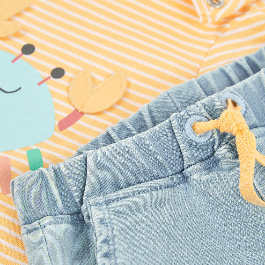 Completo neonato t-shirt mezza manica e short jeans