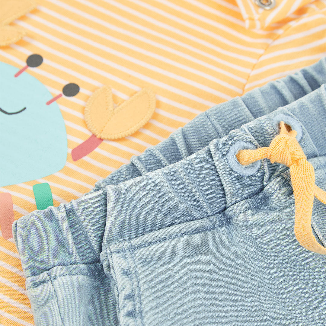 Completo neonato t-shirt mezza manica e short jeans