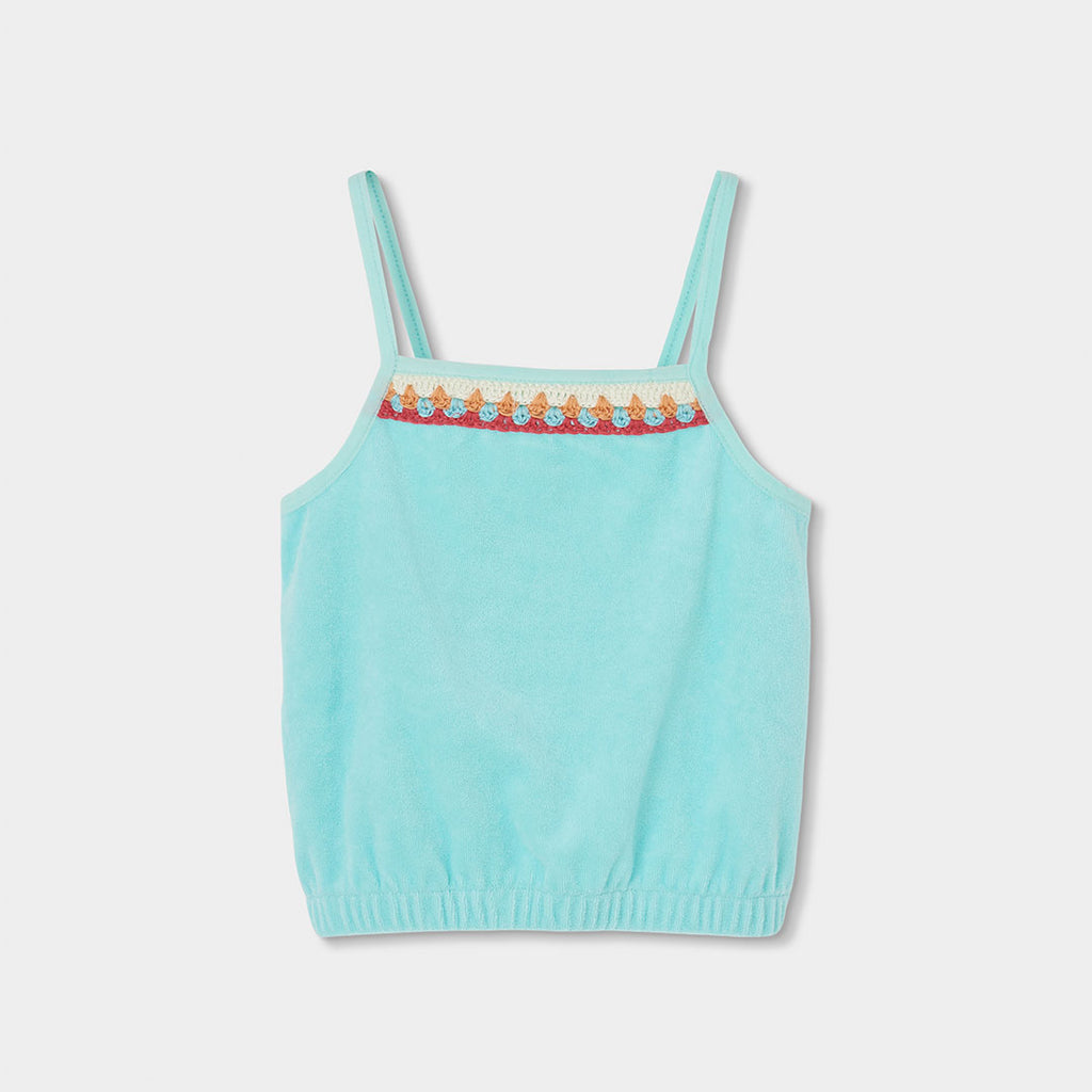 Completo bambina canotta e short turchese spugna