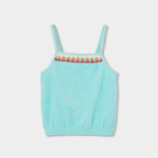 Completo bambina canotta e short turchese spugna