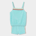 Completo bambina canotta e short turchese spugna