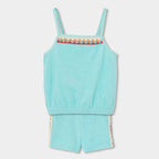 Completo bambina canotta e short turchese spugna
