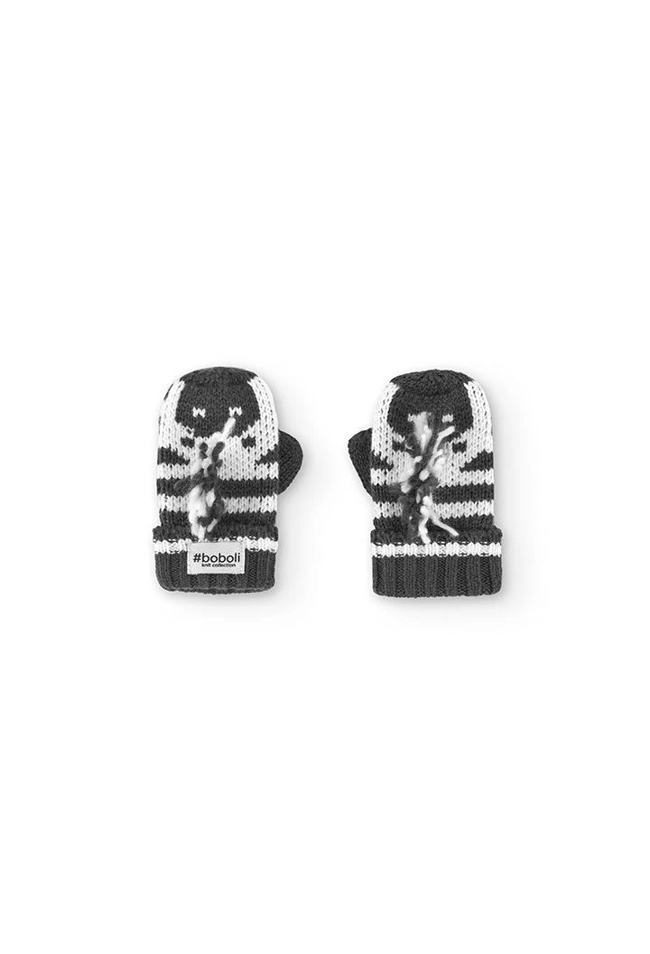 Guanti zebra per neonati antracite