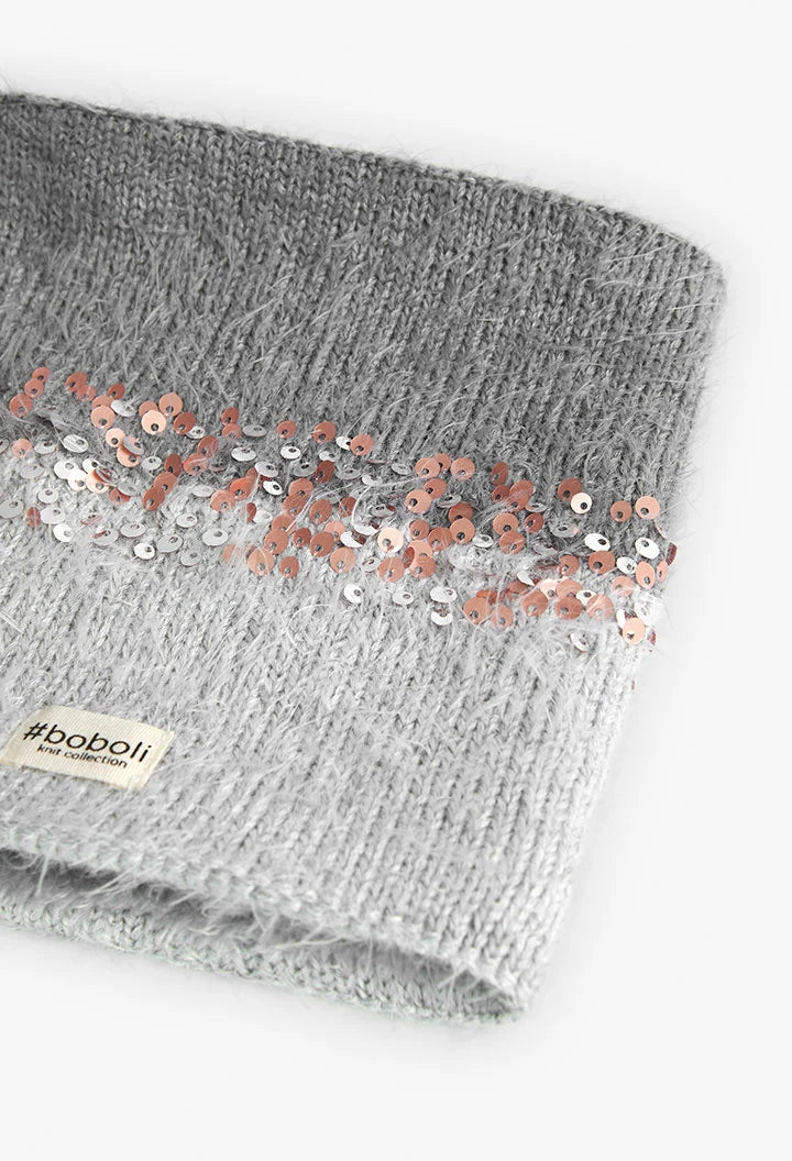 Scaldacollo maglia grigio con paillettes bambina