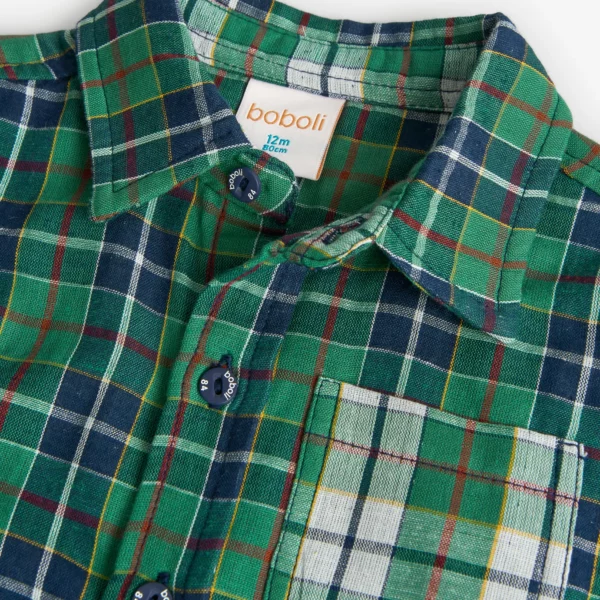 Camicia cotone quadri per bimbo - immagine 2