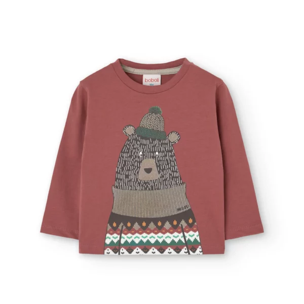 T-shirt manica lunga color mattone