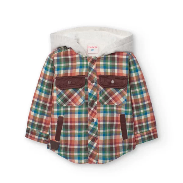 Camicia quadri per bimbo con cappuccio, imbottita