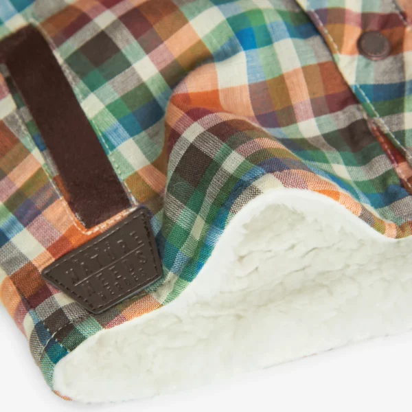 Camicia quadri per bimbo con cappuccio, imbottita - immagine 2