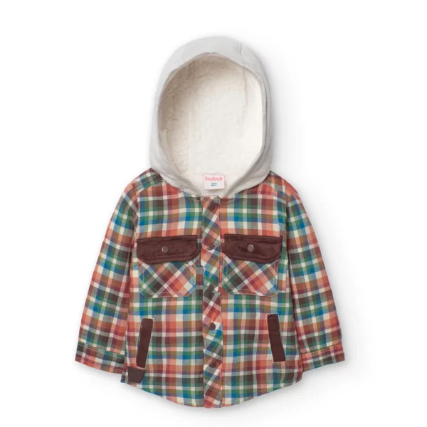 Camicia quadri per bimbo con cappuccio, imbottita - immagine 4