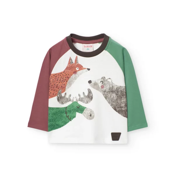 T-shirt manica lunga con disegni di animali
