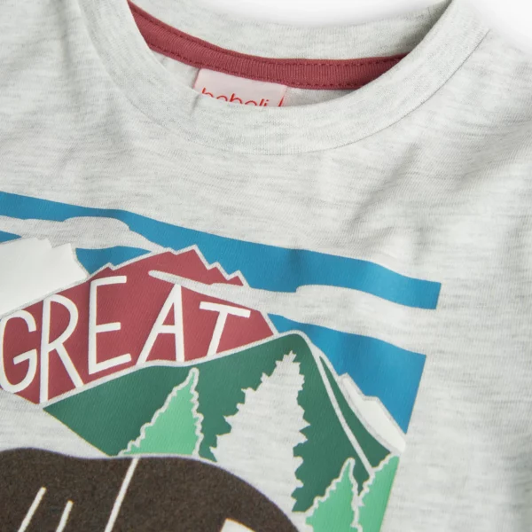 T-shirt manica lunga grigio chiaro con stampa wild - immagine 4