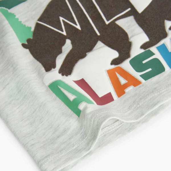 T-shirt manica lunga grigio chiaro con stampa wild - immagine 2