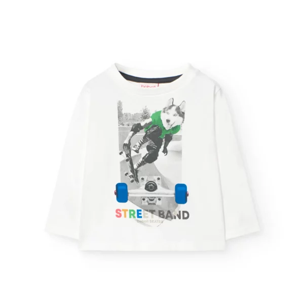 T-shirt manica lunga bianca stampa street