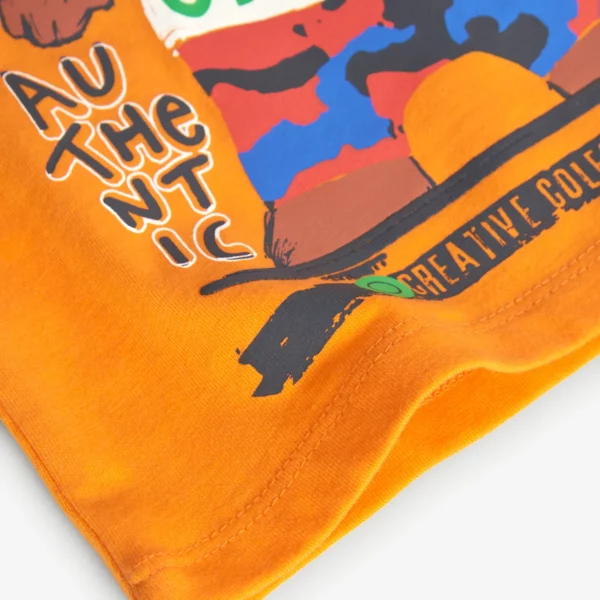T-shirt manica lunga arancione con stampa orso - immagine 3