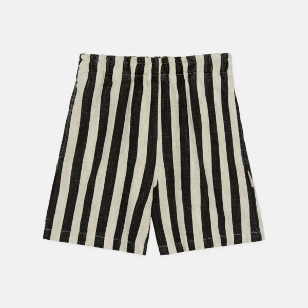 Bermuda in lino a righe nere