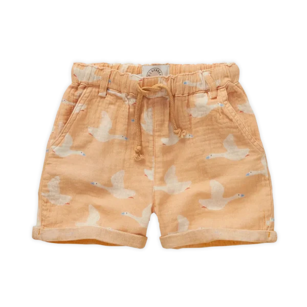 Pantaloncini in mussola stampa oca