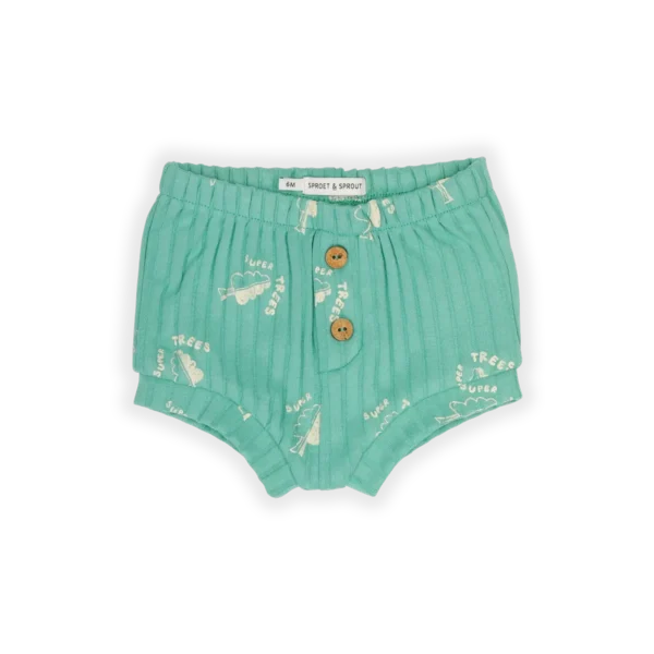 Pantaloncini neonato a coste stampa di alberi