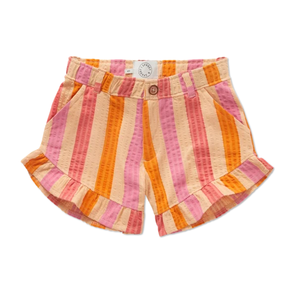 Pantaloncini con volant a righe