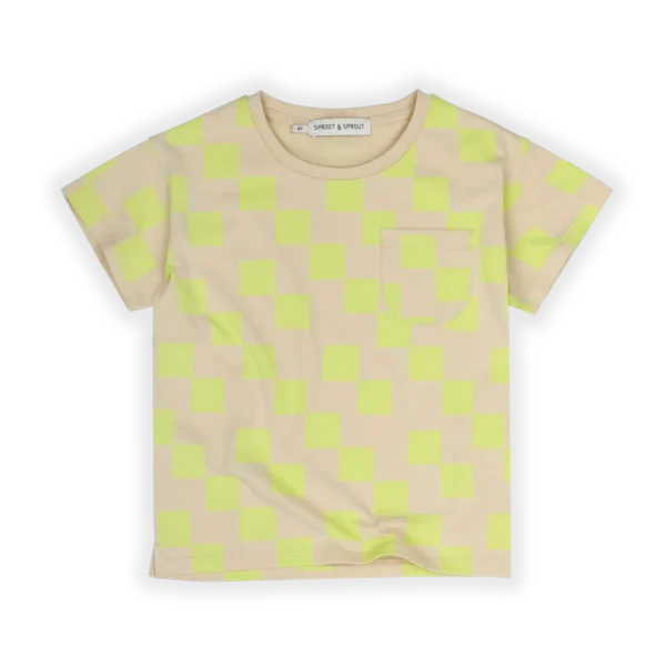 T-shirt con tasca stampata a blocchi