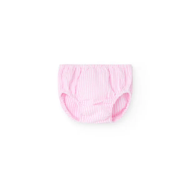 Vestito bianco e rosa a righe con tulipani - immagine 3