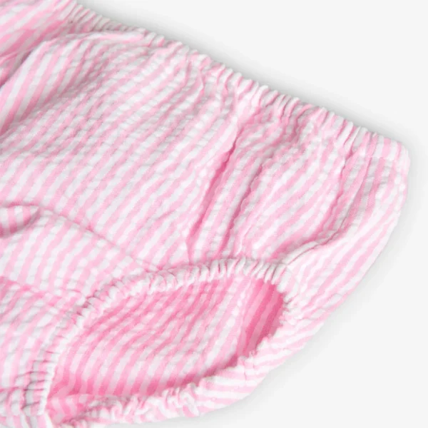 Vestito bianco e rosa a righe con tulipani - immagine 6