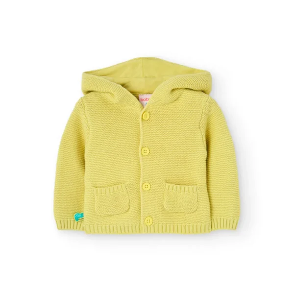 Cardigan tricot con cappuccio dinosauro