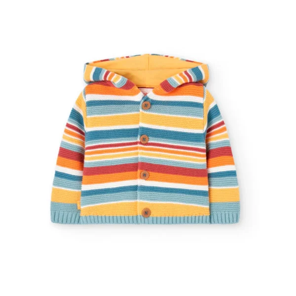 Cardigan tricot con cappuccio con orecchie