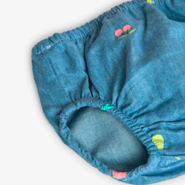 Vestito giromanica denim stampato con copri pannolino - immagine 6