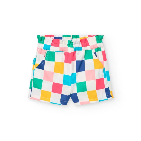 Shorts satin scacchi colorati