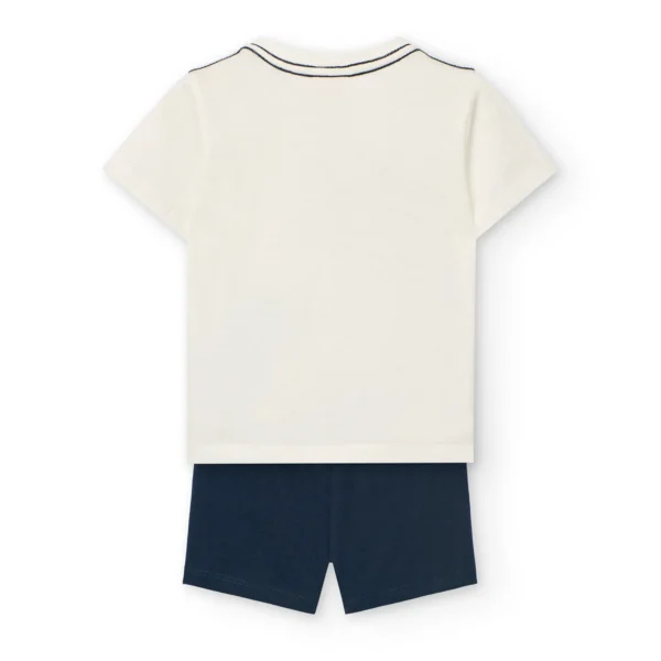 Completo t-shirt mezza manica e pantaloncino palma ed elefante - immagine 2