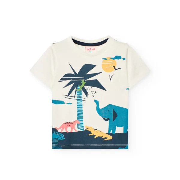 Completo t-shirt mezza manica e pantaloncino palma ed elefante - immagine 3