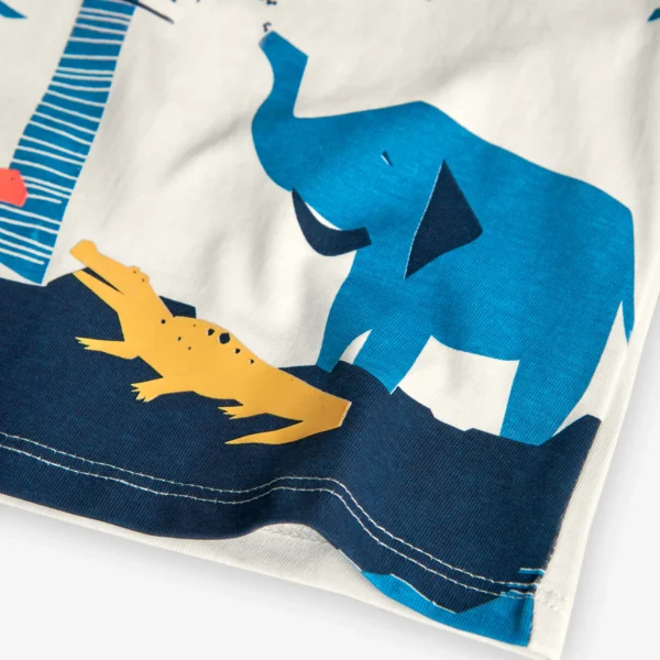 Completo t-shirt mezza manica e pantaloncino palma ed elefante - immagine 7