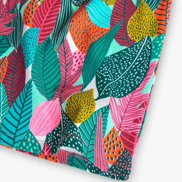Vestito bretelle a contrasto foglie - immagine 4