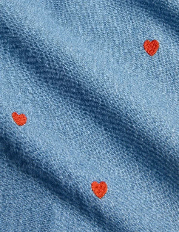 Pantaloni Jeans leggero cuori ricamati - immagine 4