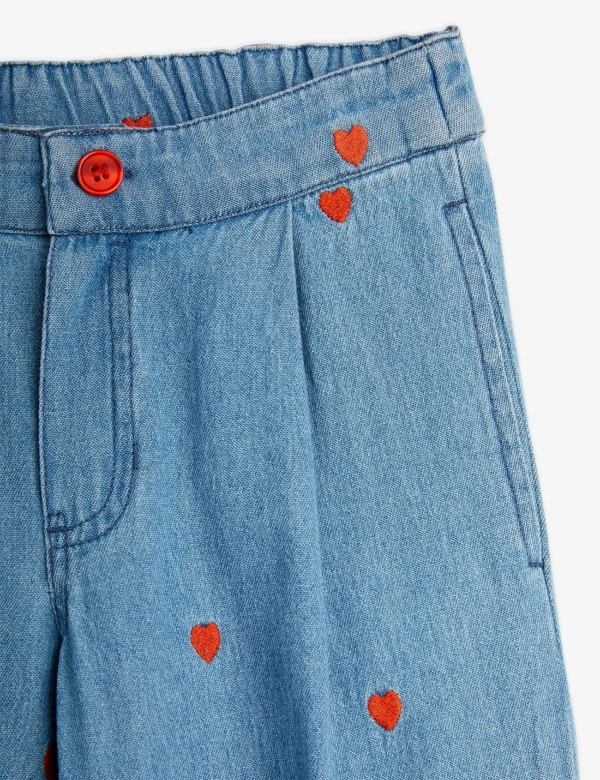 Pantaloni Jeans leggero cuori ricamati - immagine 3